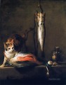 Cat with Salmon Two Mackerel Pestle and Mortar Jean Baptiste Simeon Chardin